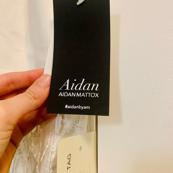 NWT Aidan Mattox Ivory Fringe Dress - Picture 5 of 8